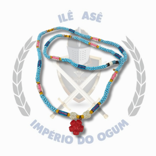 BRAJA CORDONE TRABALHADO - FLOR VERM. C/ AZUL