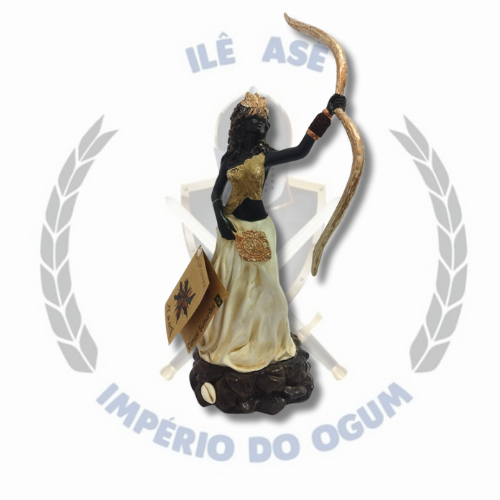 IMAGEM RESINA ORIXÁ OXUM OPARÁ AFRICANO MARFIM 30CM
