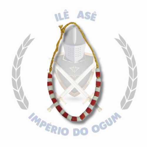 COLAR CORAL AFRICANO - VERMELHO C/ BRANCO
