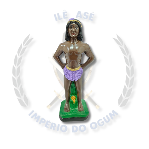 IMAGEM DE GESSO 20CM - CABOCLO PENA ROXO