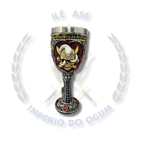 TAÇA DE RESINA - CAVEIRA COM COBRA