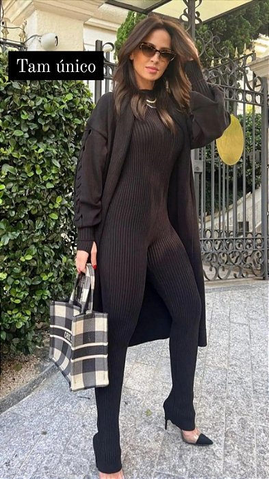 Conjunto de Tricô Modal Canelado