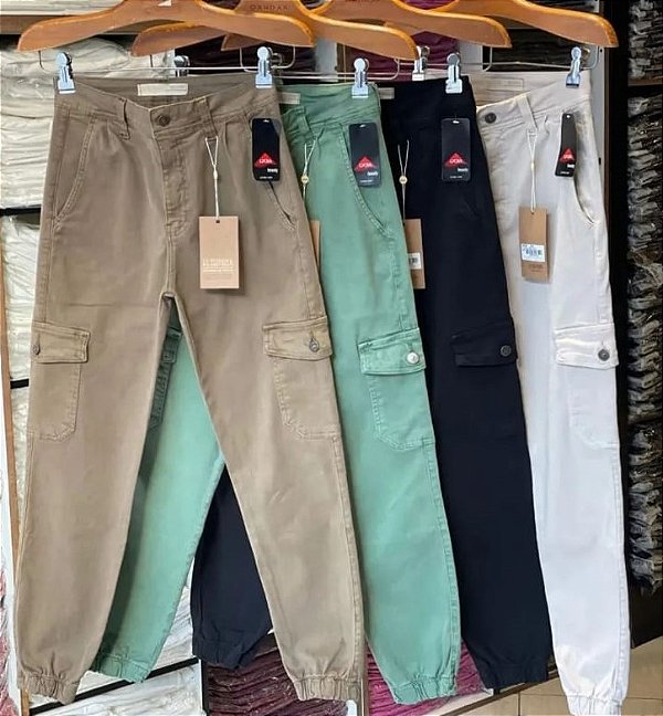 Calça Jeans Jogger Cargo