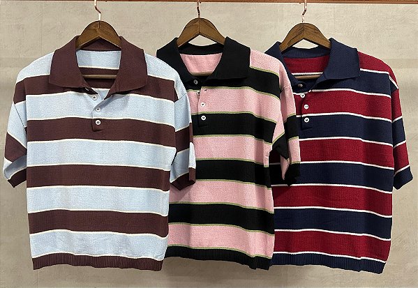 Polo de Tricô Modal Listrada