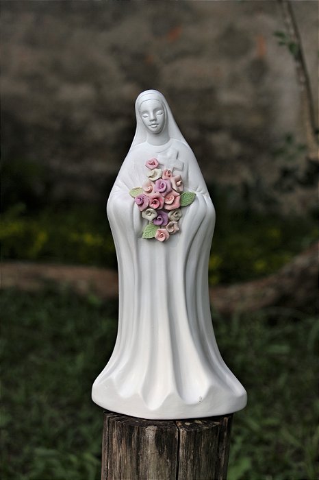 SANTA TEREZINHA DAS ROSAS (branca com rosas coloridas)
