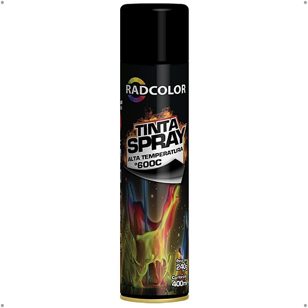 Spray Preto Fosco Alta Temperatura 400ML Radnaq - RC2103