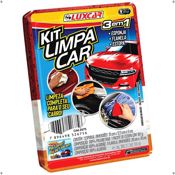 Kit Limpeza P/Carro 3EM1 (3 PCS) LUXCAR
