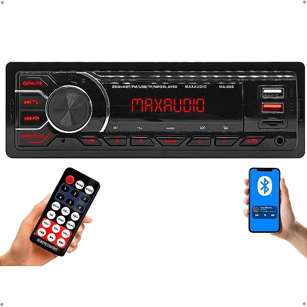 Rádio Automotivo S/CD C/Bluetooth (C/Controle) Max Áudio