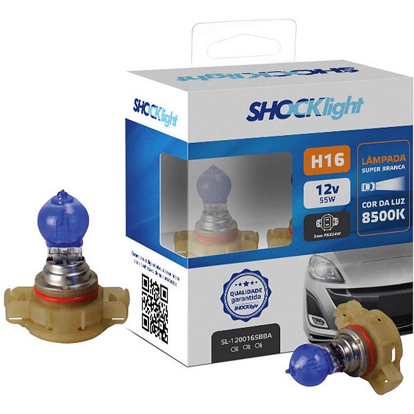Lâmpada H16 Super Branca 12V 24W (Par) SHOCKL - SL120016SBBA