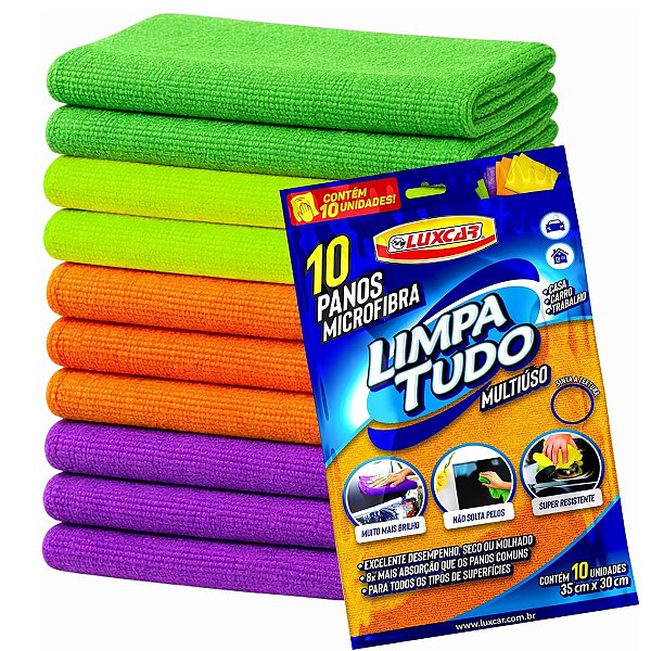 Kit 10 Panos Microfibras 35cmX30cm - Luxcar