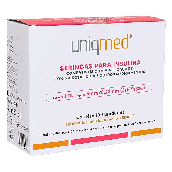 SERINGAS PARA INSULINA 1ML AGULHA 5MMX0.23MM