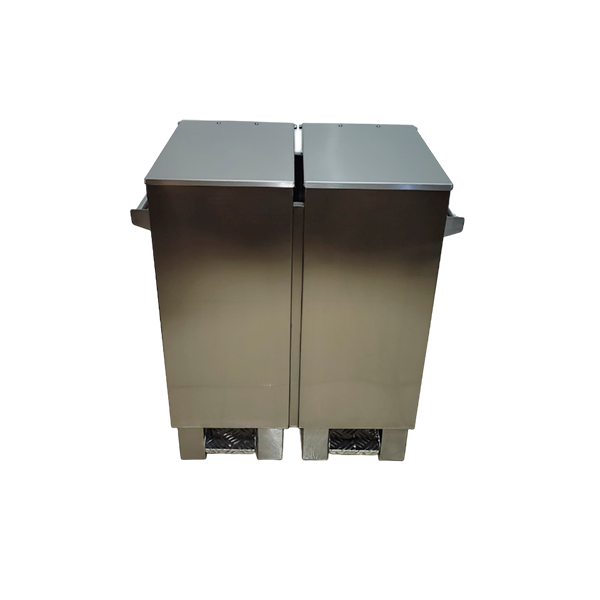 LIXEIRA DUPLA COM PEDAL EM AÇO INOX