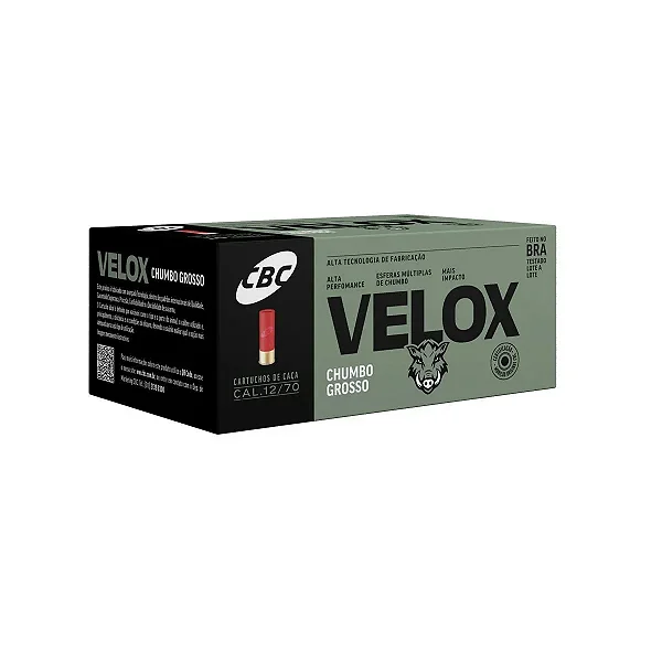 Cartucho CBC 12/70 Knock Velox CH-SG – Caixa 10