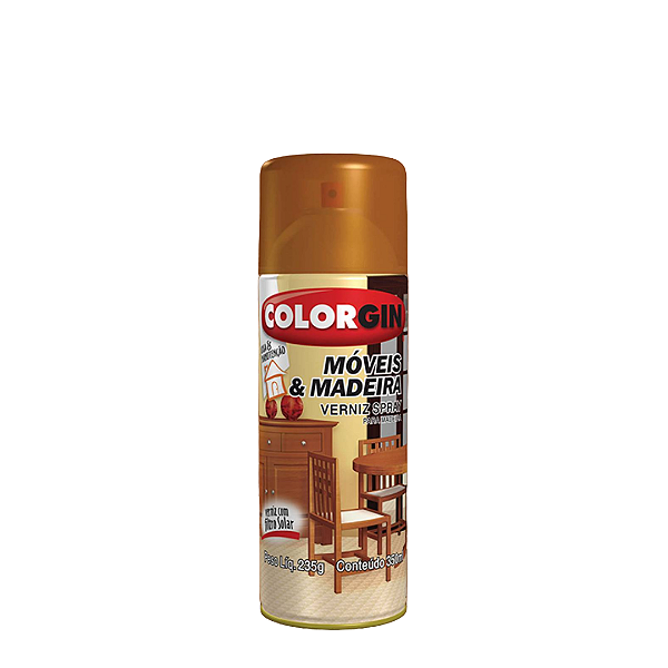 Spray Verniz Para Madeira Mogno Brilhante 350ml Colorgin