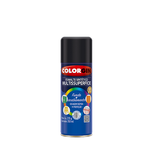 Spray Esmalte Sintético Multissuperficie Preto Fosco 350ml Colorgin