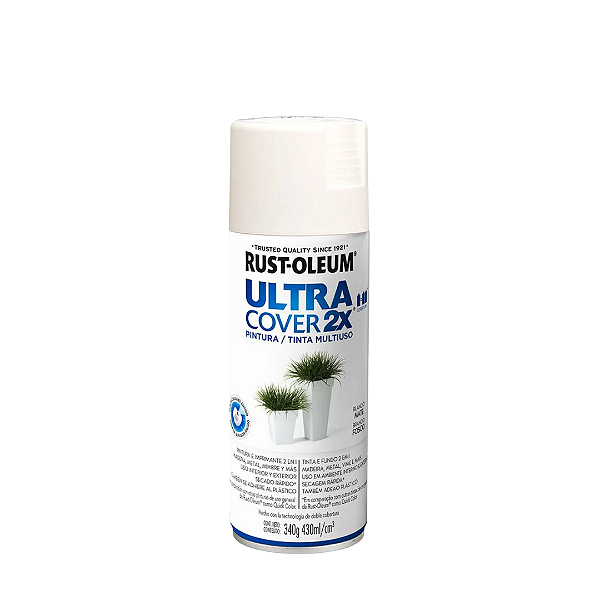 Tinta Spray Rust Oleum Ultra Cover 2x Branco Fosco 340g Viapol