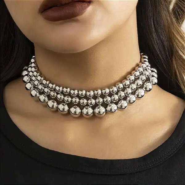 CHOKER ESFERAS PRATEADA