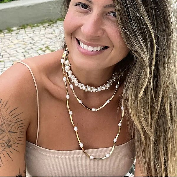 COLAR PEARL CURTO DOURADO