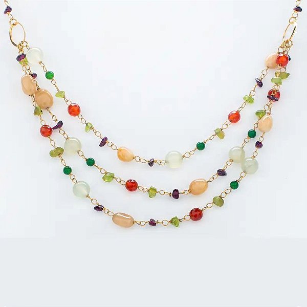 COLAR AB TRIPLO FRONTAL QUARTZO VERDE