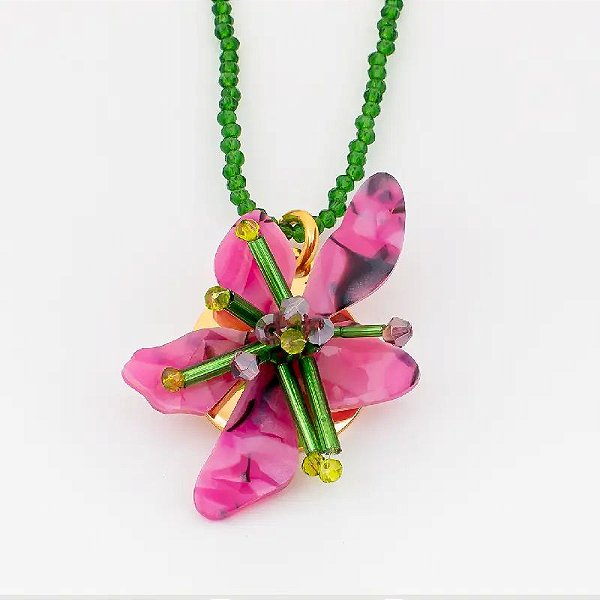COLAR CRISTAL LONGO ORQUIDEA PURPLLE