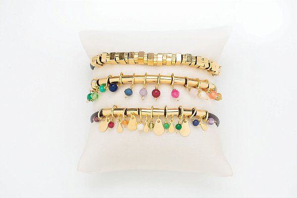 PULSEIRA COURO GEOMETRICA