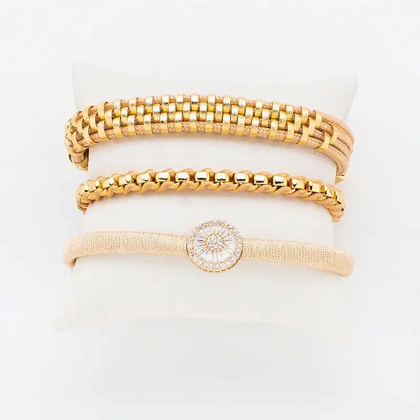 PULSEIRA ELOS TRAMAS FIOS DE SEDA NUDE