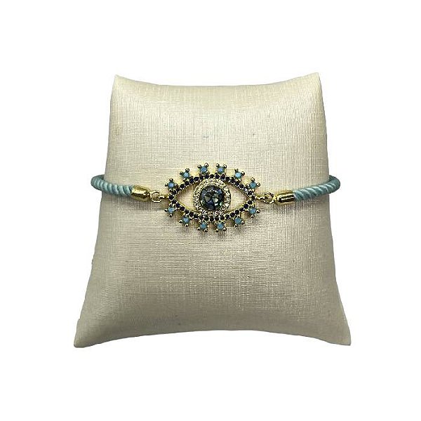 PULSEIRA ELOS FIO DE SEDA OLHO GREGO PEDRAS