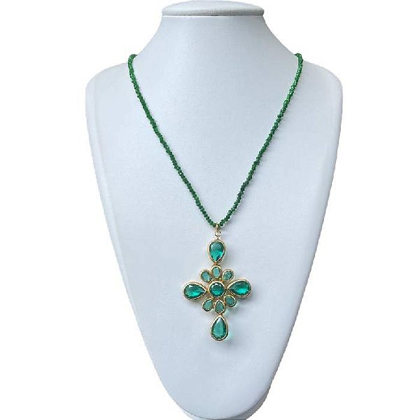 COLAR ESMERALDA CRUCIFIXO