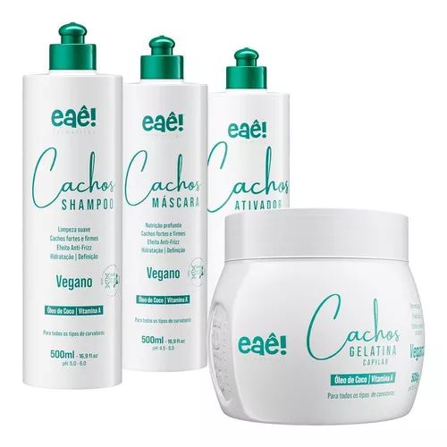 Kit Para Cabelos Cacheados Eaê! Cosméticos 4 Passos 500ml
