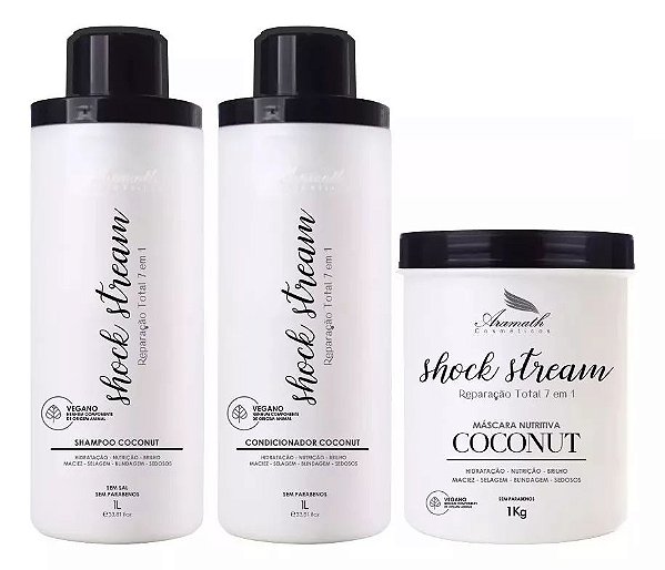 Kit Reconstrução Shock Stream Profissional Aramath 3x1000ml