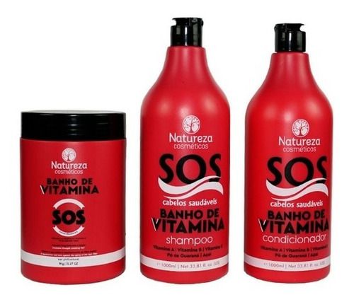 Kit Sos Banho De  Vitaminas Natureza Cosméticos(3 X 1000ml)