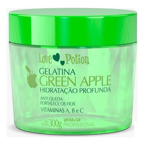 GELATINA GREEN APPLE HIDRATAÇÃO PROFUNDA LOVE POTION 300gr