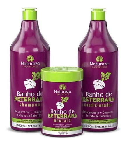Kit De Hidratação Banho De Beterraba Natureza Cosméticos