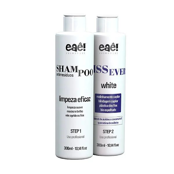 Kit escova progressiva lissever white eaê cosmeticos 2x300ml