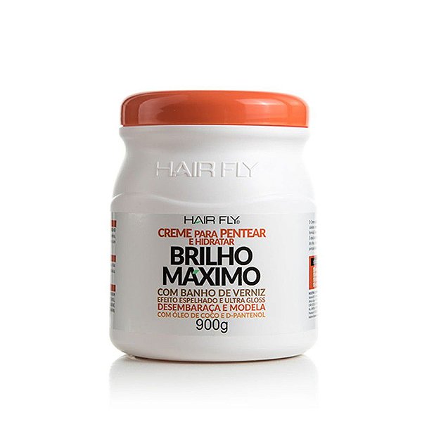 CREME PRA PENTEAR E HIDRATAR BRILHO MAXIMO COM BANHO DE VERNIZ HAIR FLY 900gr