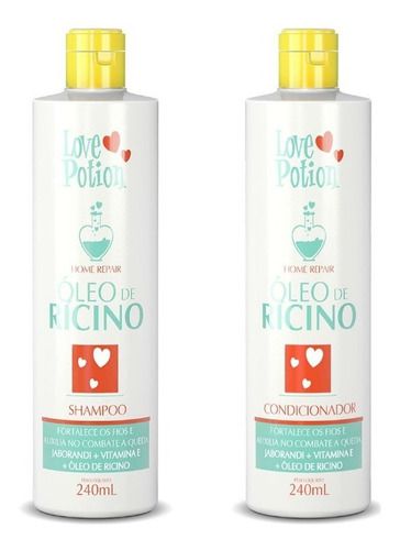Shampoo e Condicionador Óleo De Rícino Love Potion 2x250ml