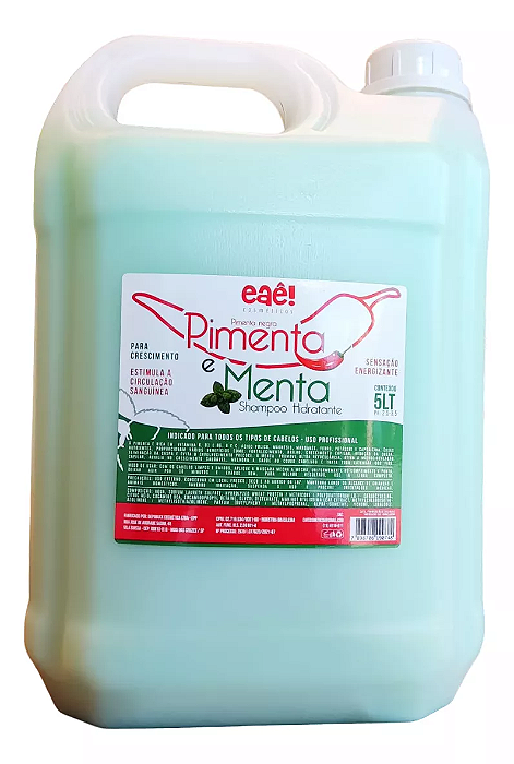 Shampoo Galão 5 Litros Pimenta E Menta Eaê Cosmeticos
