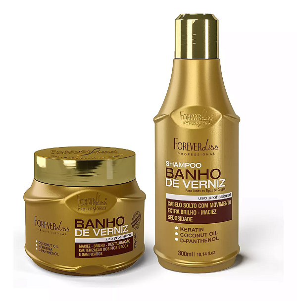 Kit Banho De Verniz Forever Liss Shampoo 300ml Máscara 250g