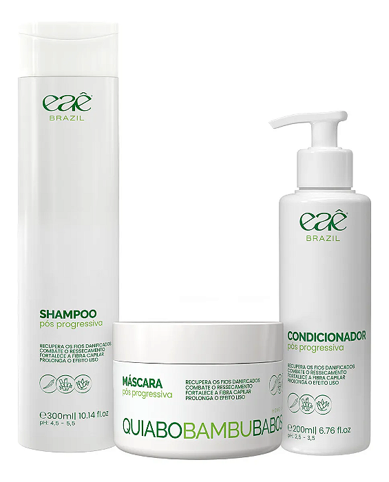 Kit Home Care Pós Progressiva Quiabo Bambu Babosa Eaê Brazil