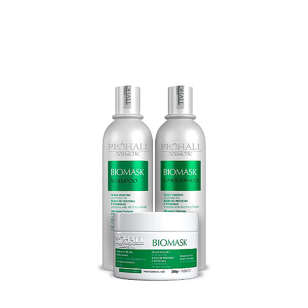 Kit Ultra Hidratante Prohall Biomask Máscara Home Care 3x300