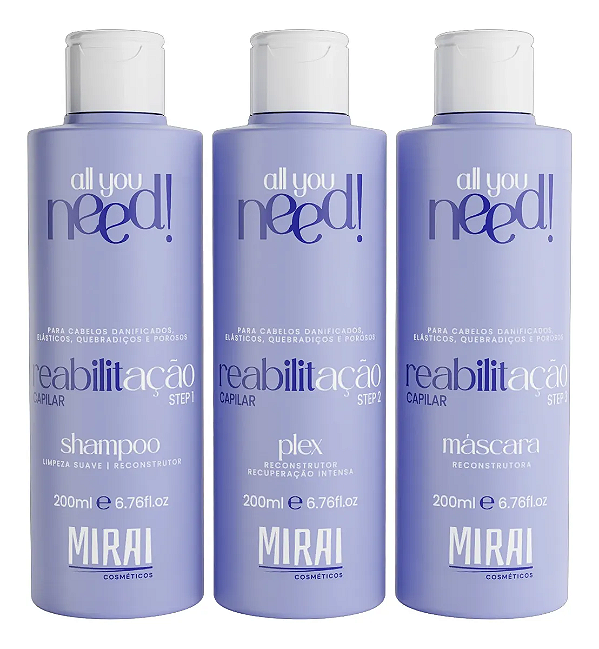 Kit Reabilitação E Cauterização 3x200ml Mirai Cosmeticos