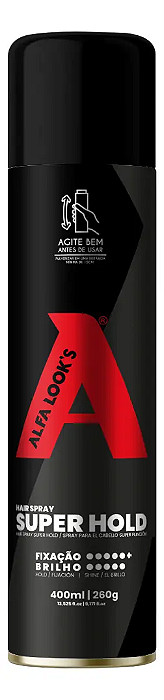 Hair Spray Super Hold Fixação & Brilho Alfa Look's 400ml