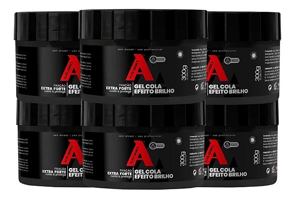 Gel Cola Incolor Fixação Extra Forte 300gr Alfa Looks 6 Unid