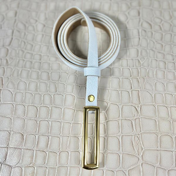 CINTO EVA BRANCO : COURO LEGÍTIMO  - LARGURA DO CINTO 1,4CM