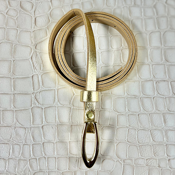 CINTO POLIANA OURO LIGHT - COURO LEGÍTIMO - LARGURA DO CINTO 1,0CM