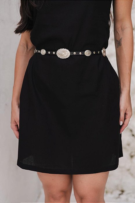 CINTO IARA PRETO - COURO LEGÍTIMO - LARGURA DO CINTO 1,0CM