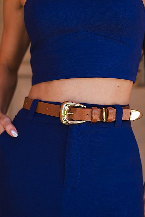 CINTO JULIETE CARAMELO - COURO LEGÍTIMO - LARGURA DO CINTO 2,5CM