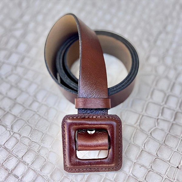 CINTO MARTA CHOCOLATE S/ PINO - COURO LEGÍTIMO - LARGURA DO CINTO 2,8CM