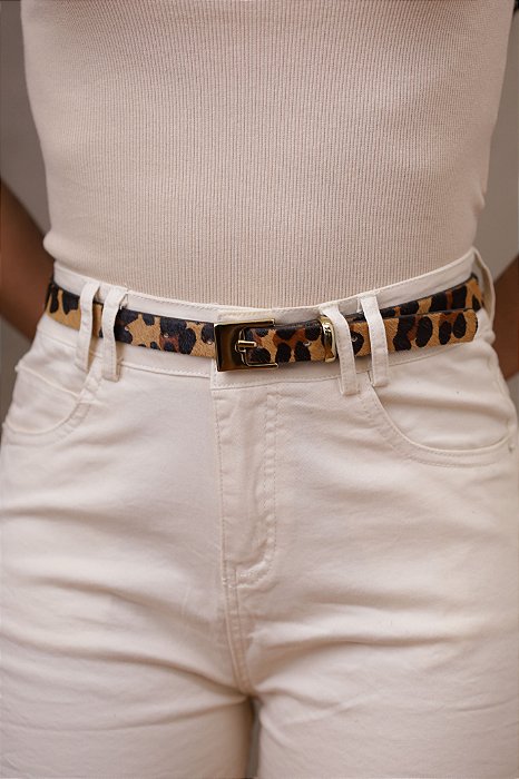 CINTO BRUNA ONÇA - COURO LEGÍTIMO - LARGURA DO CINTO 2,0CM