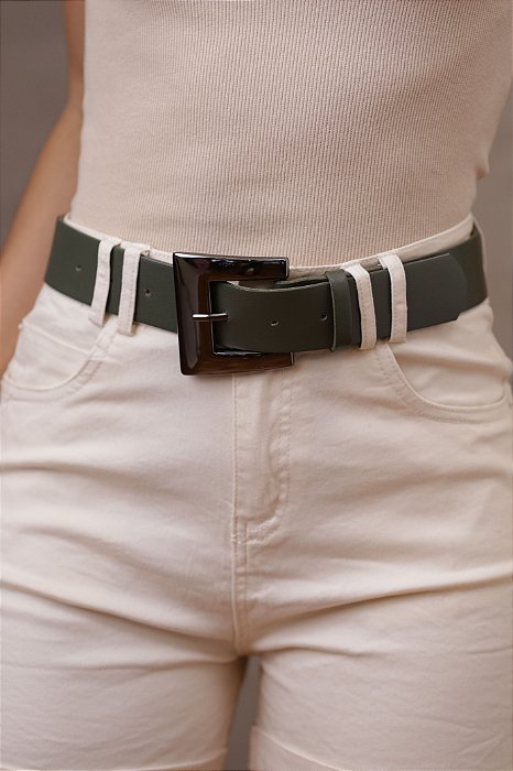 CINTO ROBERTA VERDE - COURO LEGÍTIMO - LARGURA DO CINTO 4,0CM